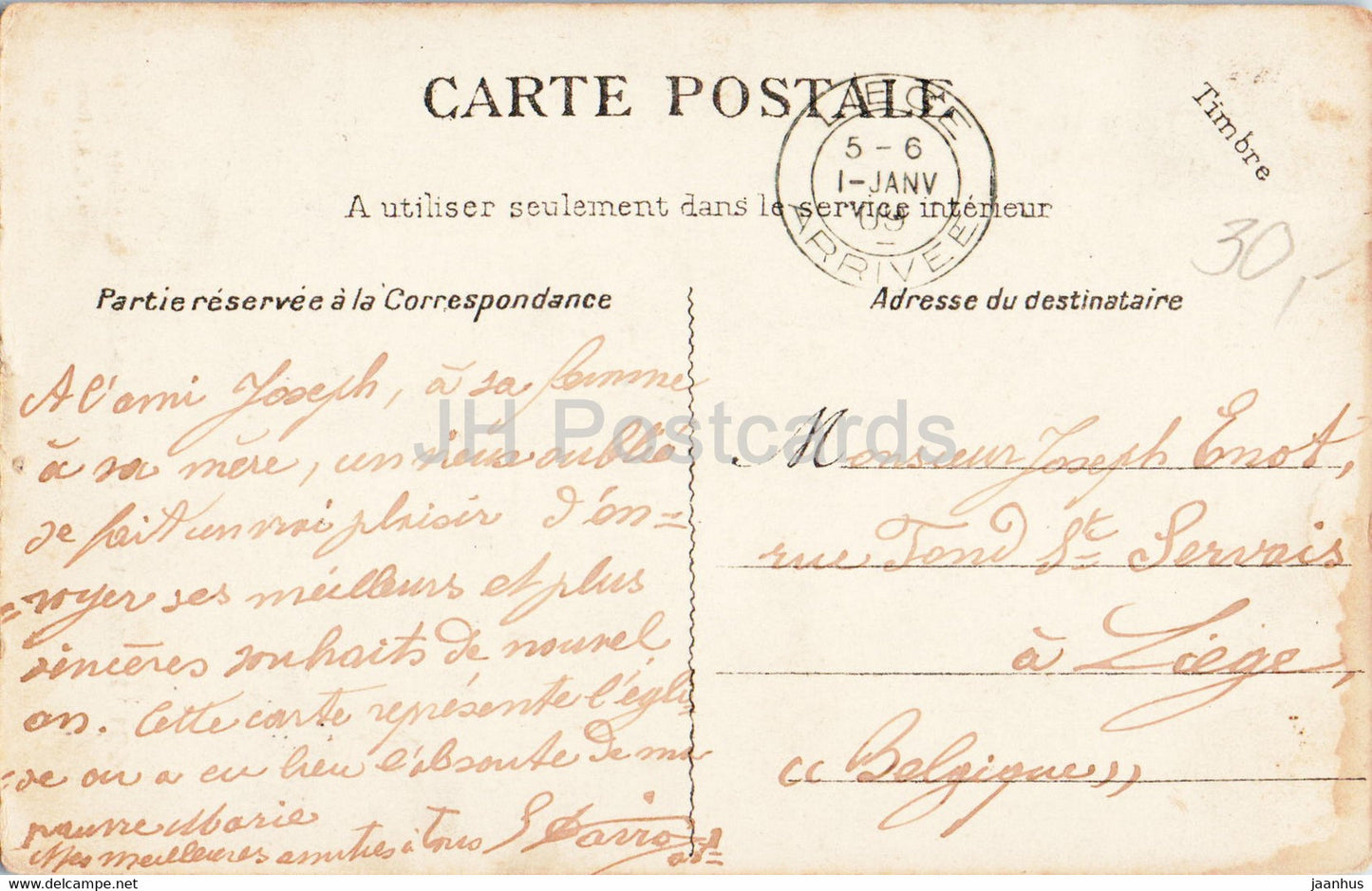 Montmartre - Eglise Saint Jean l'Evangeliste - church - 661 - old postcard - 1909 - France - used