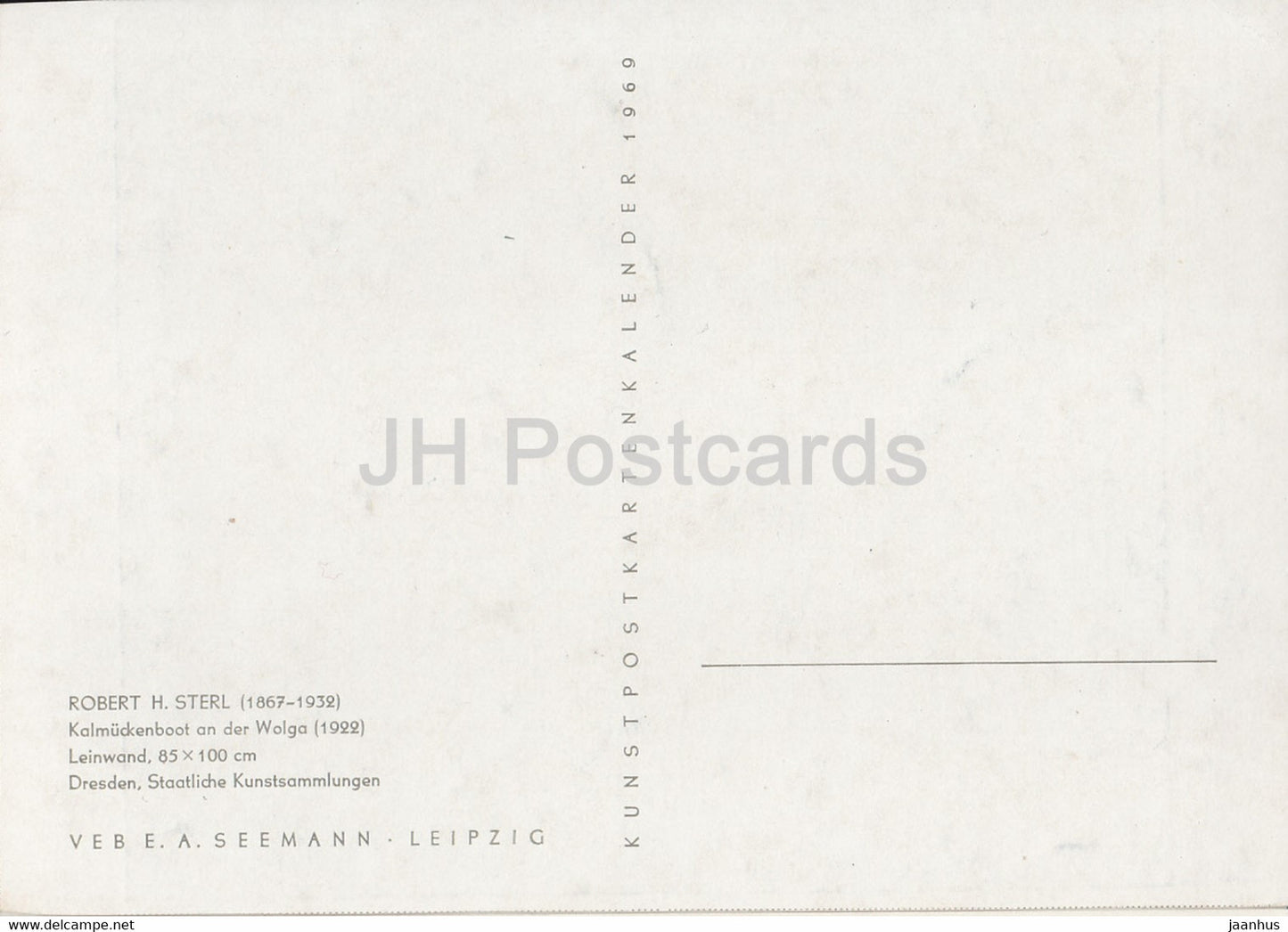 painting by Robert Sterl - Kalmuckenboot an der Wolga - Kalmyks boat on the Volga - German art - Germany DDR - unused