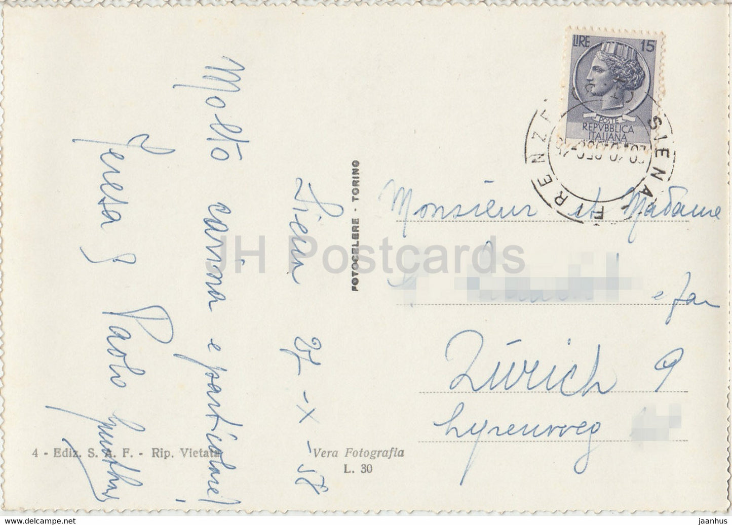 Siena - Il Campo - altes Auto - alte Postkarte - 1958 - Italien - gebraucht