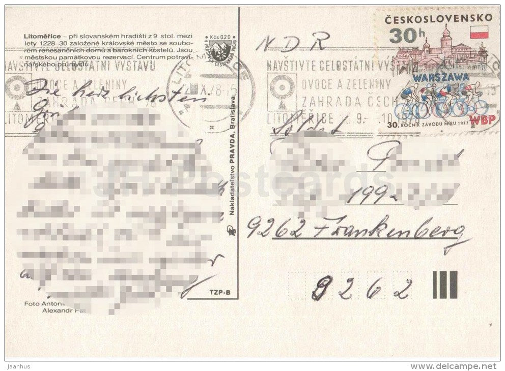 Litomerice - castle - church - river - architecture - town views - Czechoslovakia - Czech - used 1978 - JH Postcards