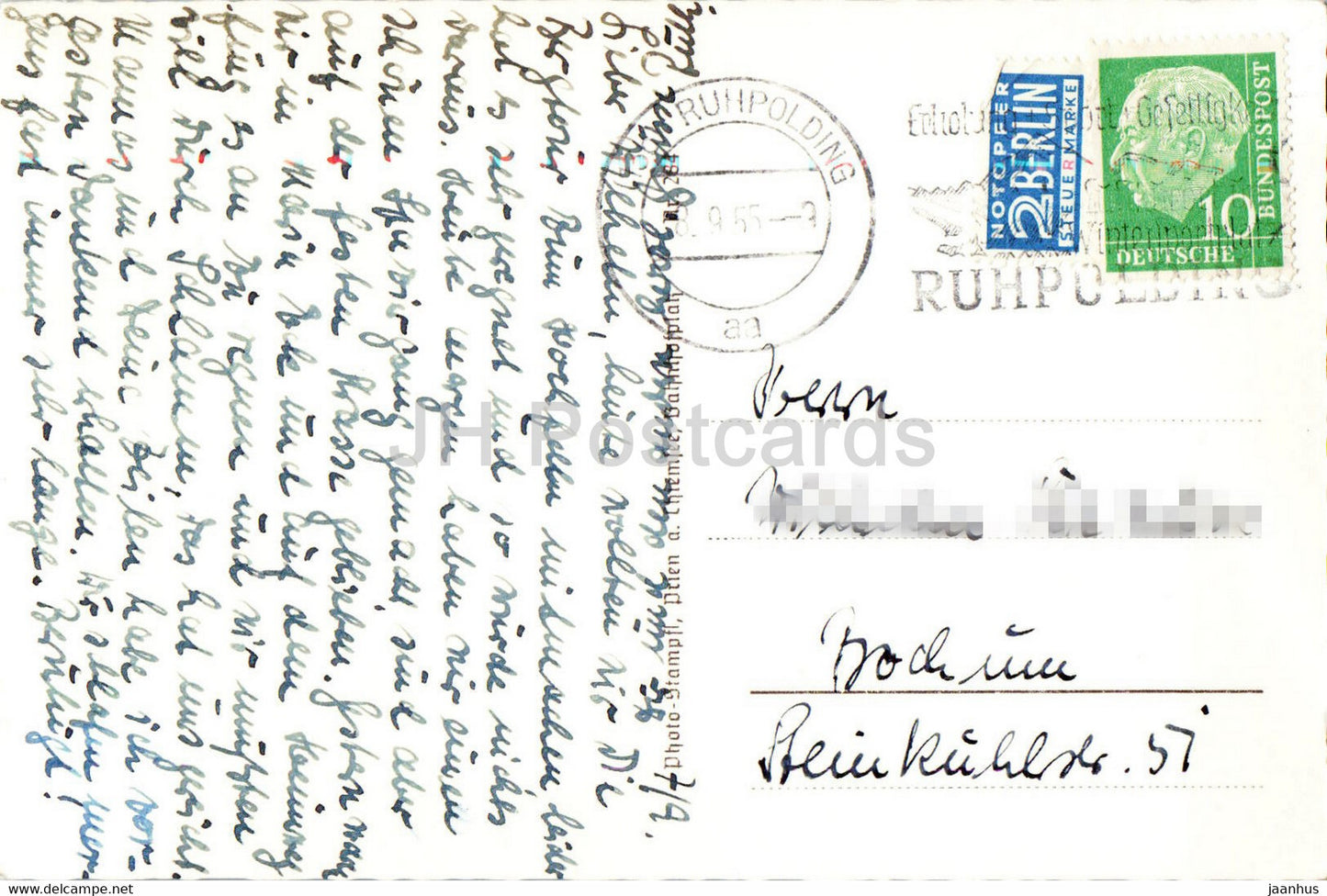 Ruhpolding und Rauschbergbahn 1670 m - carte postale ancienne - 1955 - Allemagne - utilisé