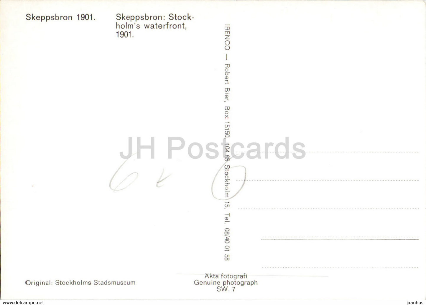 Stockholm - Skeppsbron 1901 - Stockholm's Waterfront - ship - OLD POSTCARD REPRODUCTION - Sweden - unused