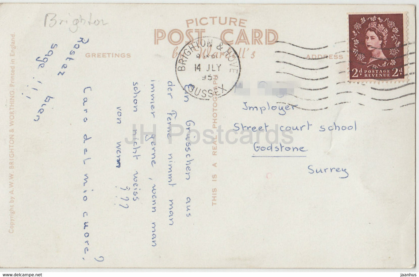 Strand- und Marineparade mit Blick nach Osten – Brighton – 701 – alte Postkarte – 1950er Jahre – Vereinigtes Königreich – England – gebraucht