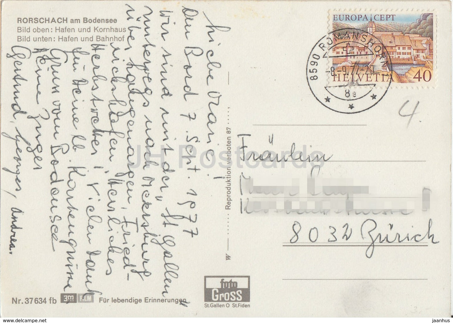 Rorschach am Bodensee - passenger boat - Hafen und Kornhaus - Bahnhof - 37634 - 1977 - Switzerland - used