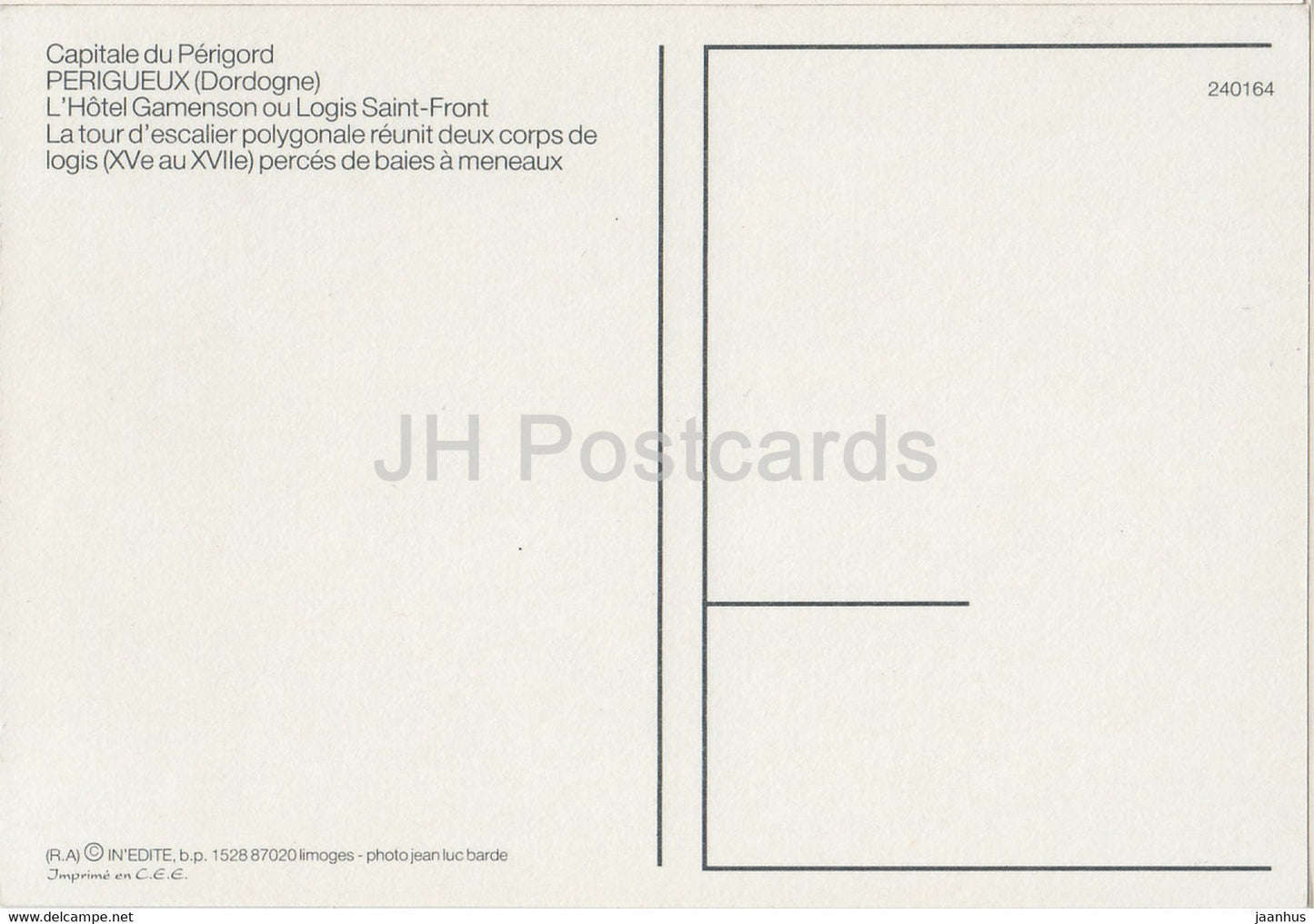 Périgueux - L'hôtel Gamenson ou Logis Saint Front - France - inutilisé