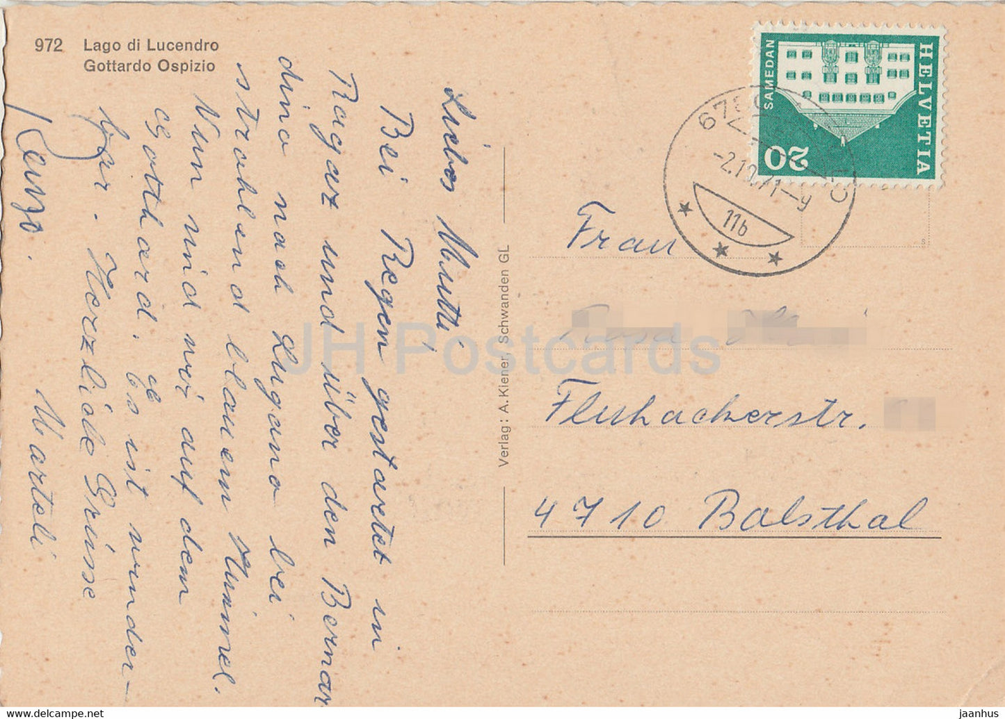 Lago di Lucendro - Gottardo Ospizio - 972 - 1971 - Switzerland - used