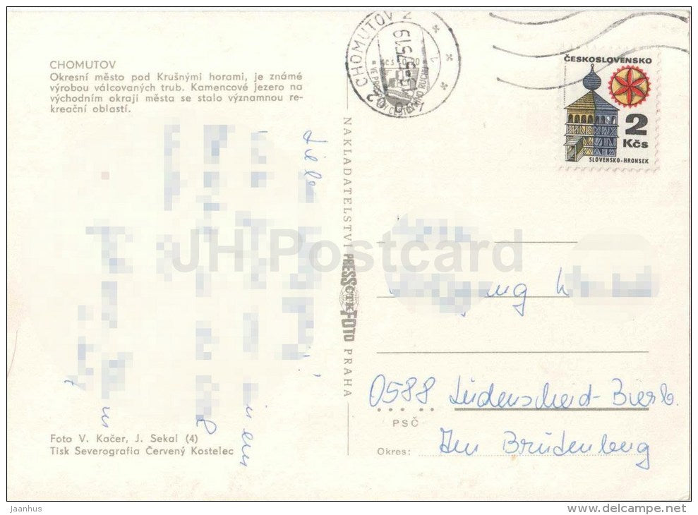 Chomutov - town views - architecture - Czechoslovakia - Czech Republic - used 1975 - JH Postcards
