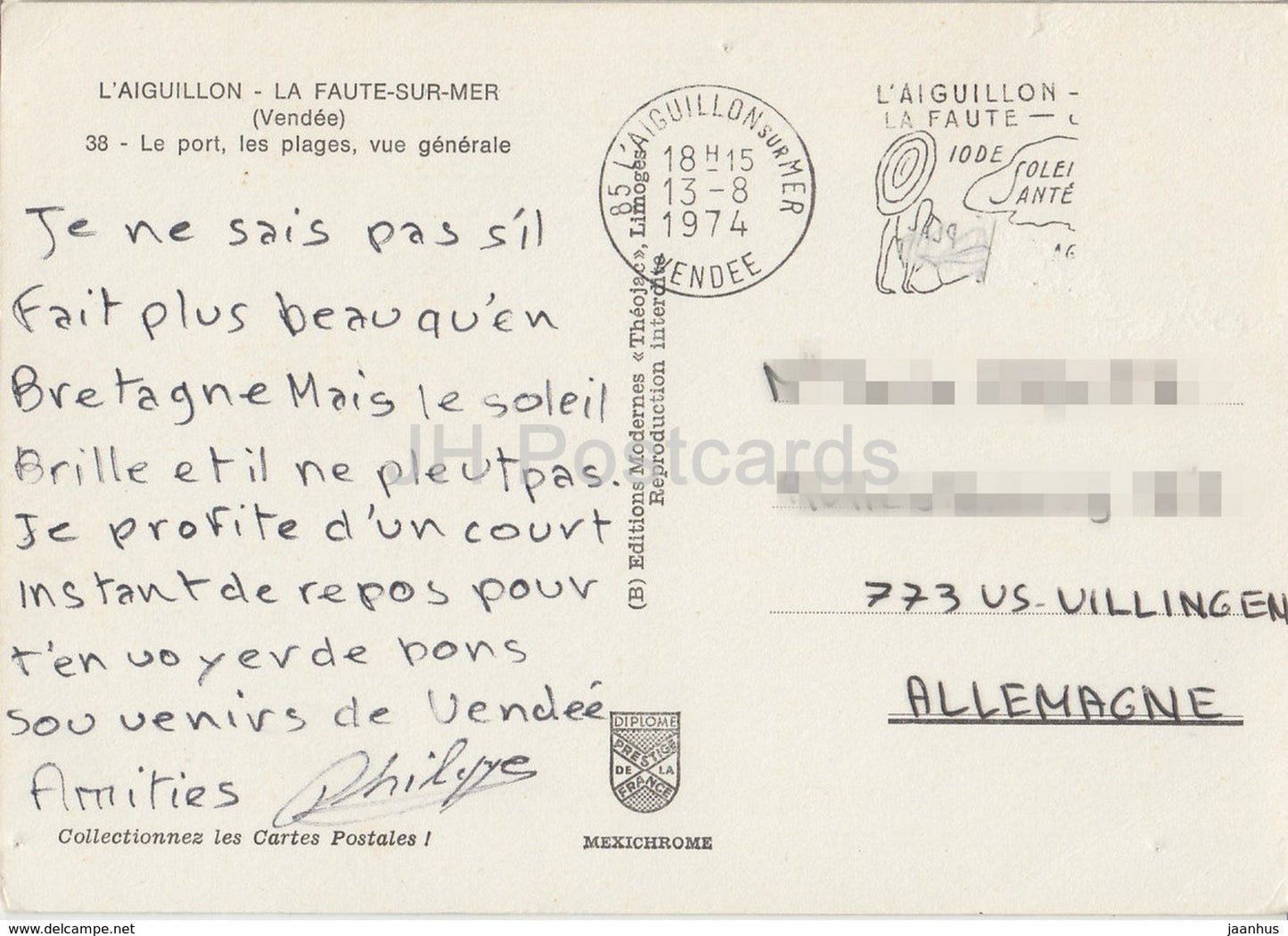 L'Aiguillon - La Faute-Sur-Mer - Le Port - Les Plages - beach - multiview - 38 - France - 1974 - used