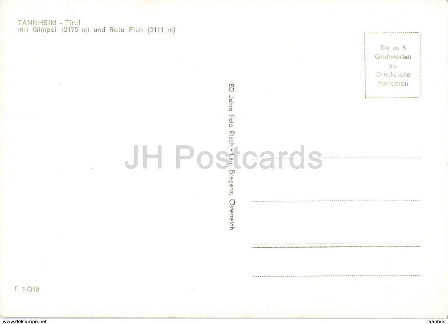 Tannheim - Tirol - Gimpel 2176 m - Rote Fluh 2111 m - Autriche - inutilisé
