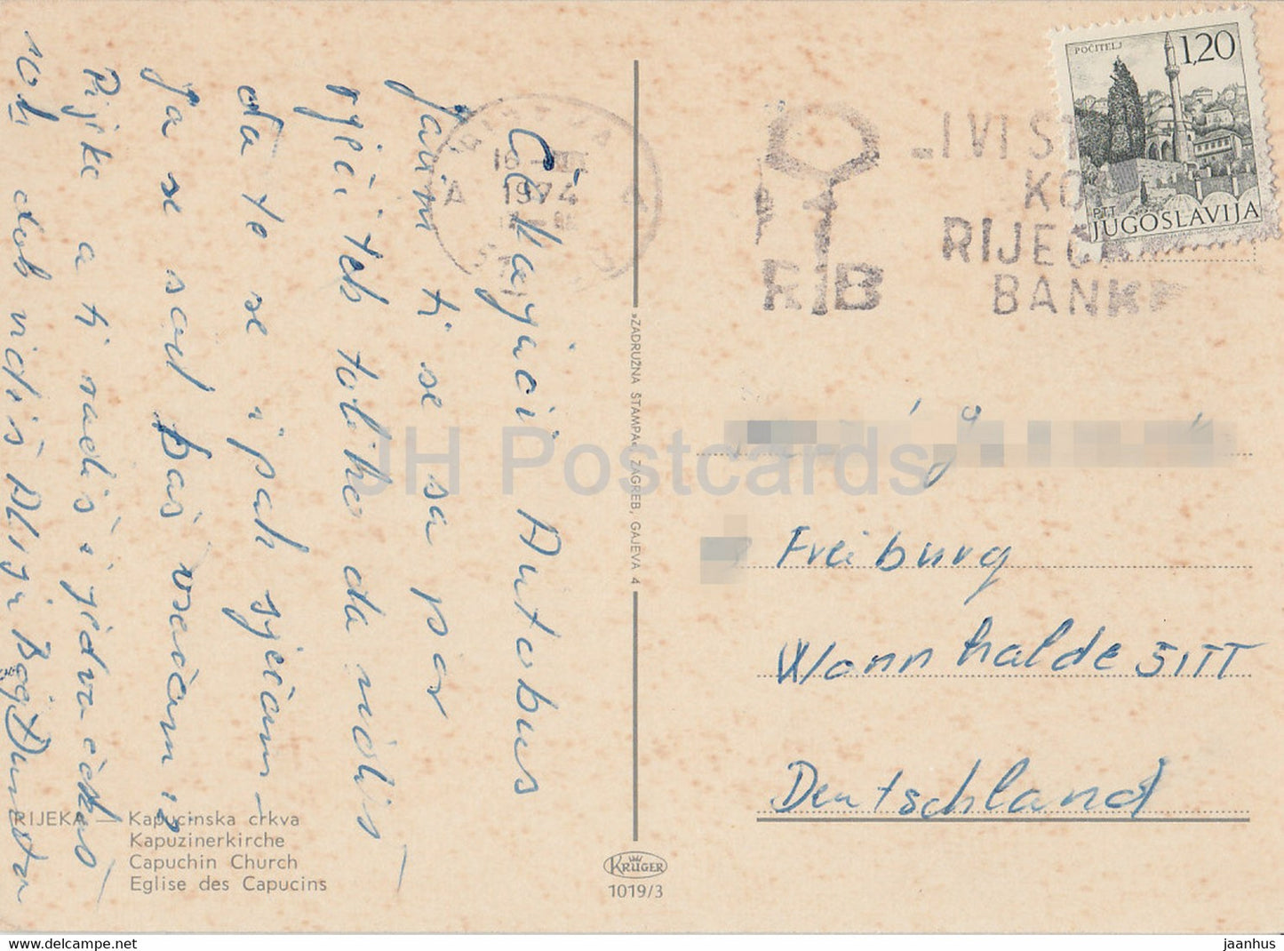 Rijeka - Kapucinska crkva - Église des Capucins - bus - 1974 - Yougoslavie - Croatie - occasion