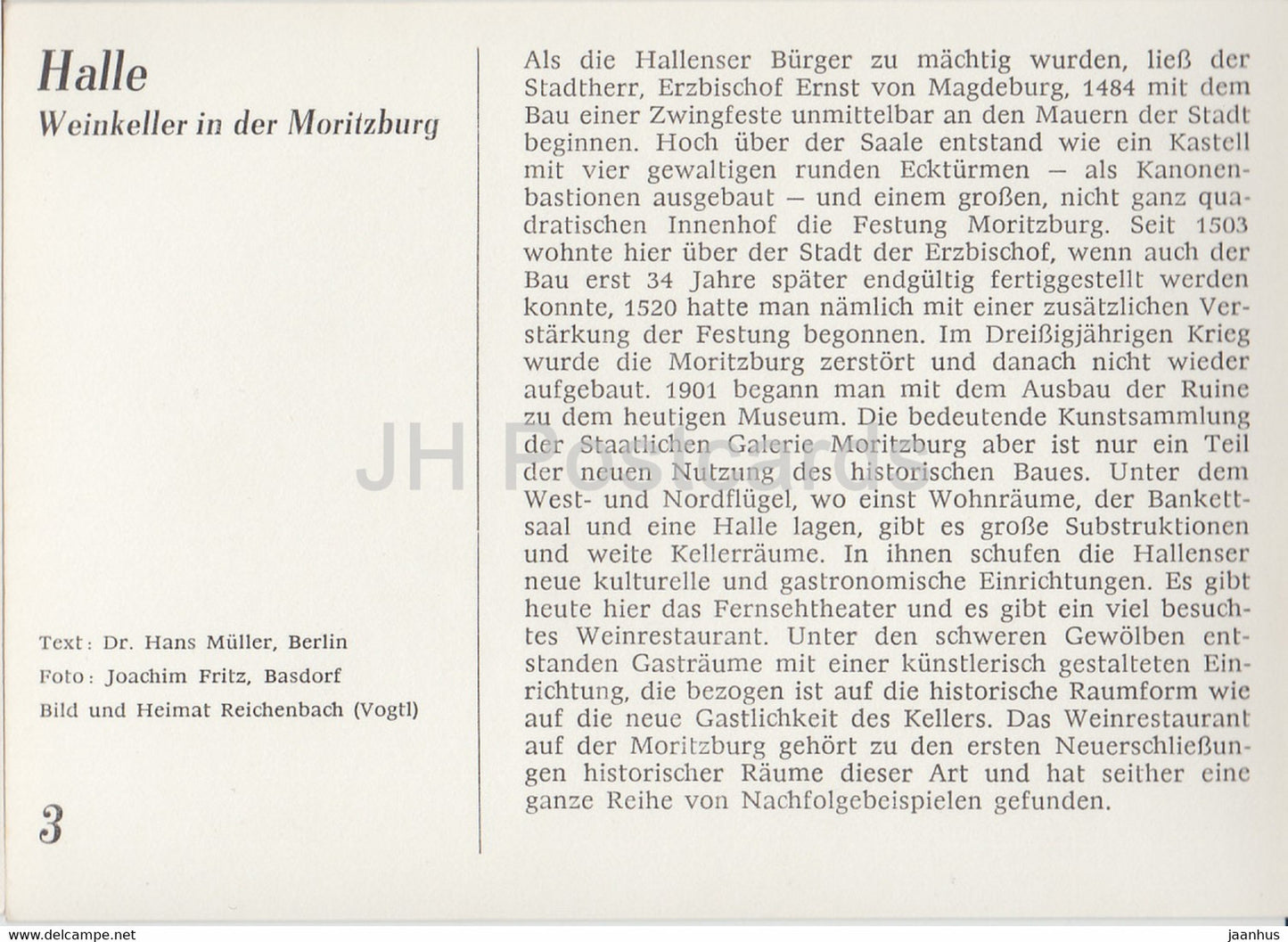 Halle - Weinkeller im Moritzburg - Historische Gaststatten - Historical Restaurants - DDR Germany - unused