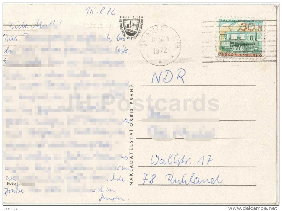 Pec pod Snezkou - Krkonose - town views - Czechoslovakia - Czech - used 1972 - JH Postcards