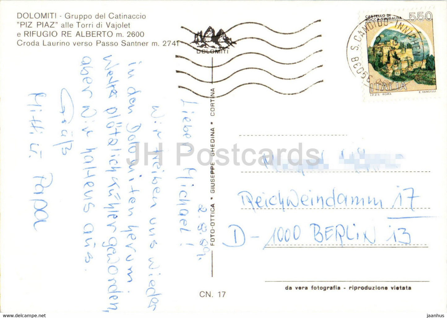 Gruppo del Catianccio – Dolomiti – Piz Piaz – Torre di Vajolet – Rifugio Re Alberto – Corda Laurino 1989 – Italien – gebraucht