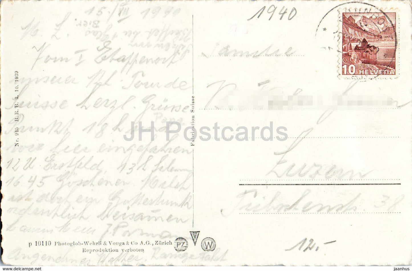 Andermatt gegen die Furka - 10110 - carte postale ancienne - 1940 - Suisse - utilisé