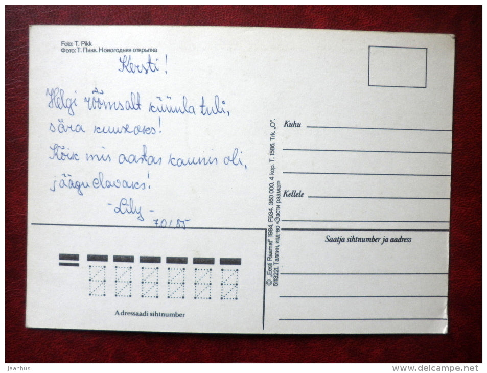 New Year Greeting card - gingerbread - plants - 1984 - Estonia USSR - used - JH Postcards