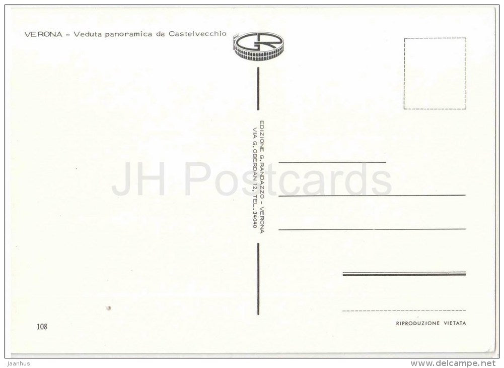 Veduta panoramica da Castelvecchio - Verona - Veneto - 108 - Italia - Italy - unused - JH Postcards