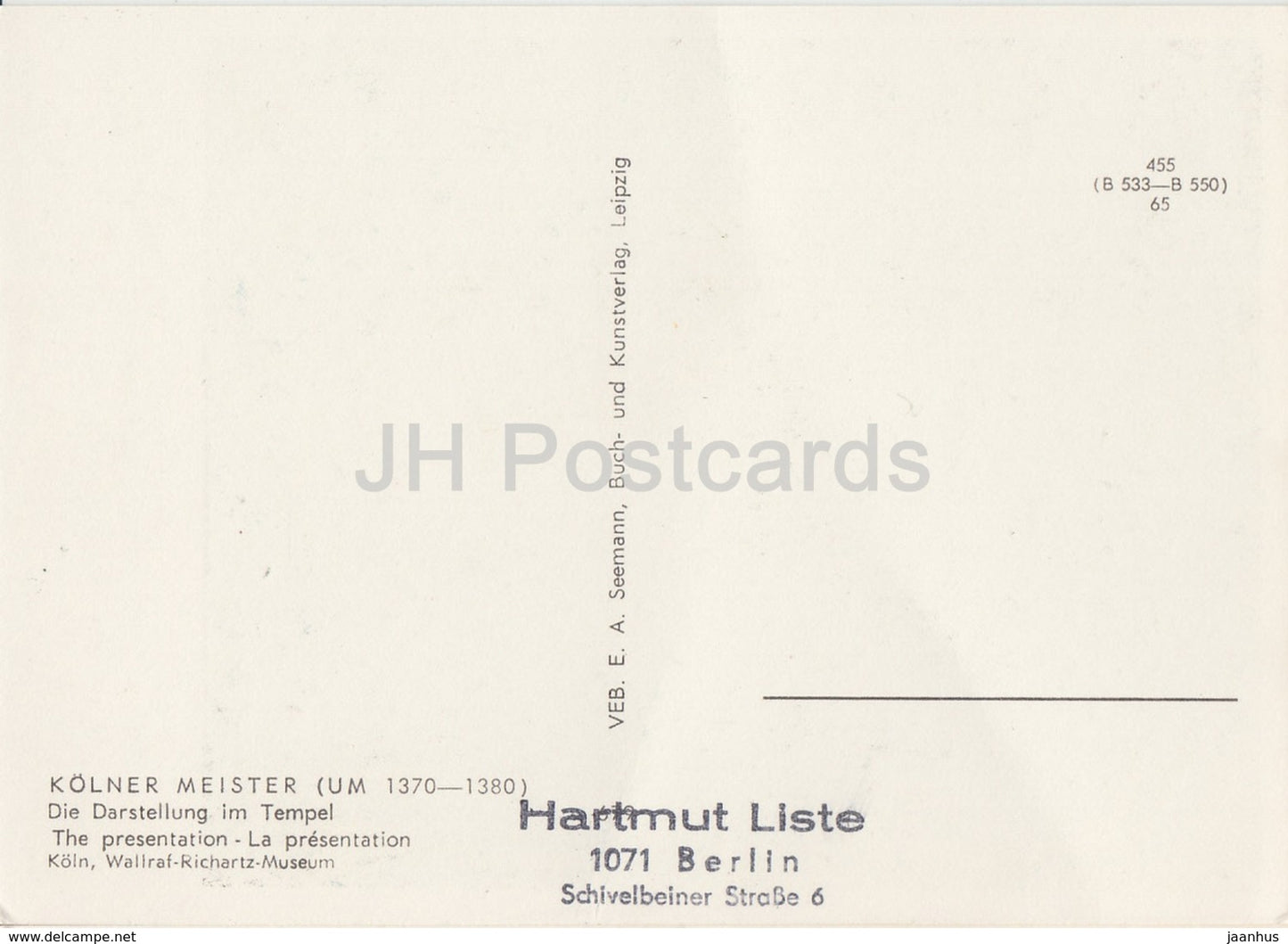 peinture de Kolner Meister - Die Darstellung im Tempel - La Présentation - Art allemand - Allemagne DDR - utilisé