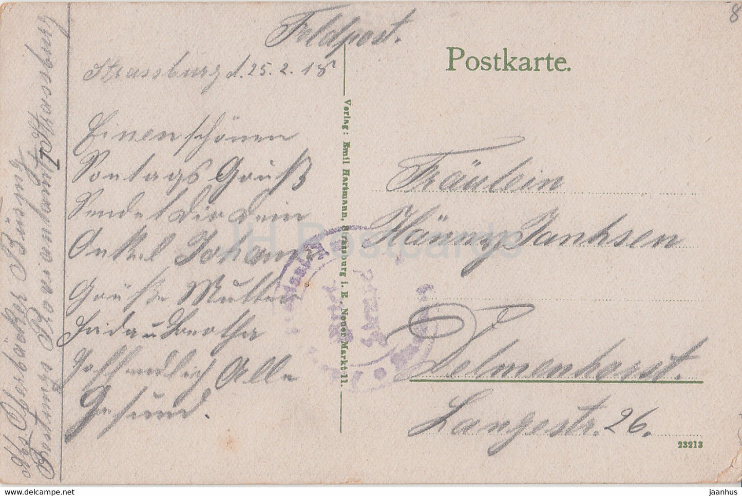 Strassburg i Els - Strasbourg - Hauptbahnhof - railway station - Feldpost - 23213 - old postcard - 1918 - France - used