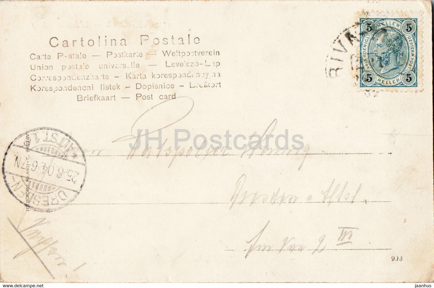 Vérone - L'Anfiteatro - théâtre - monde antique - 1812 - carte postale ancienne - 1904 - Italie - utilisé