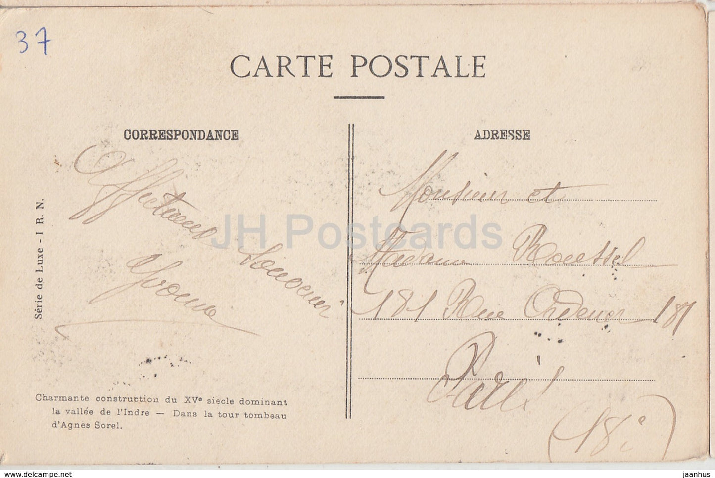 Loches - Le Chateau - Partie Sud du Logis du Roi - 28 - Schloss - alte Postkarte - 1919 - Frankreich - gebraucht