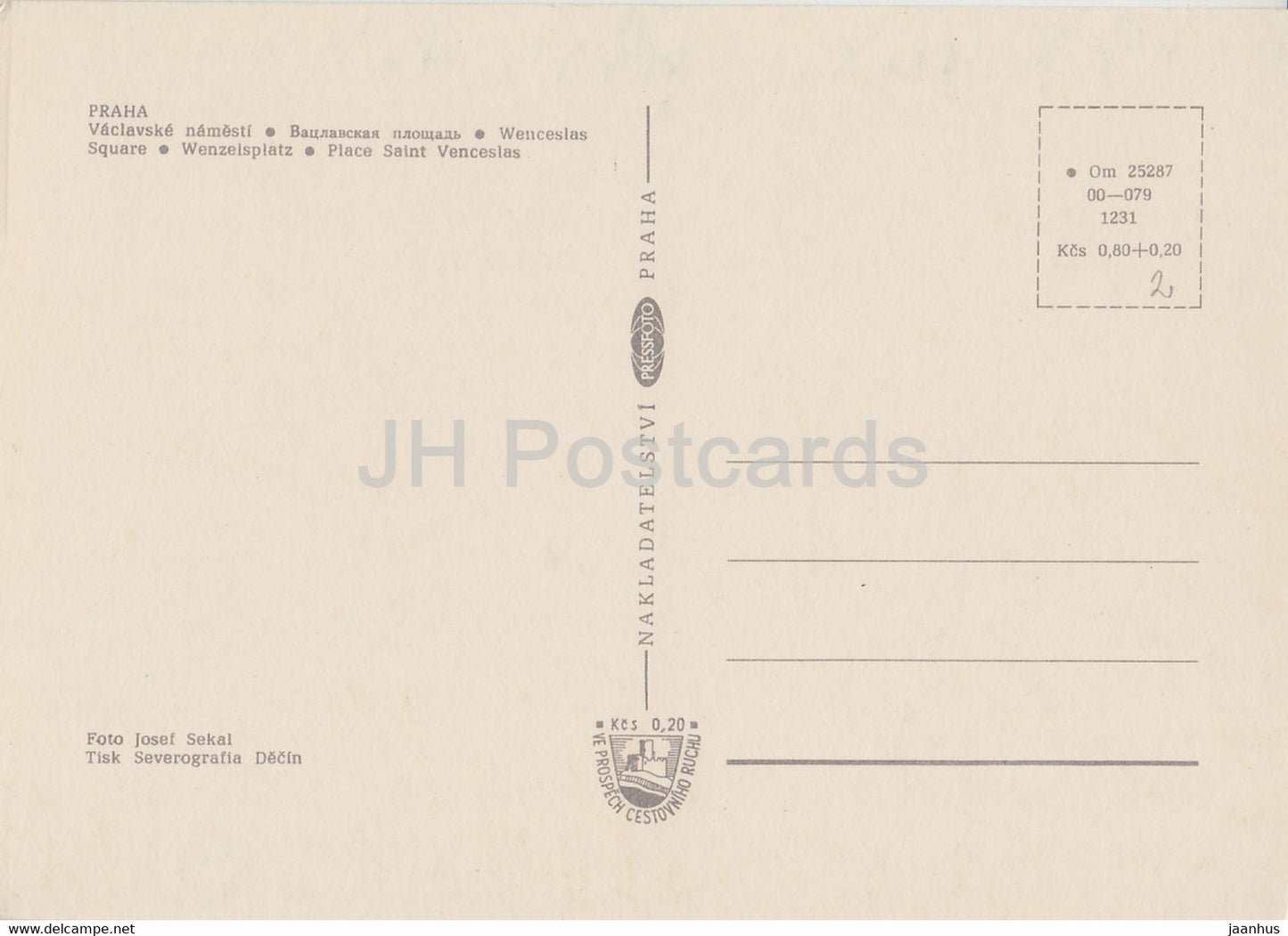 Praha - Prague - Place Venceslas - tram - 1 - Tchécoslovaquie - République tchèque - inutilisé