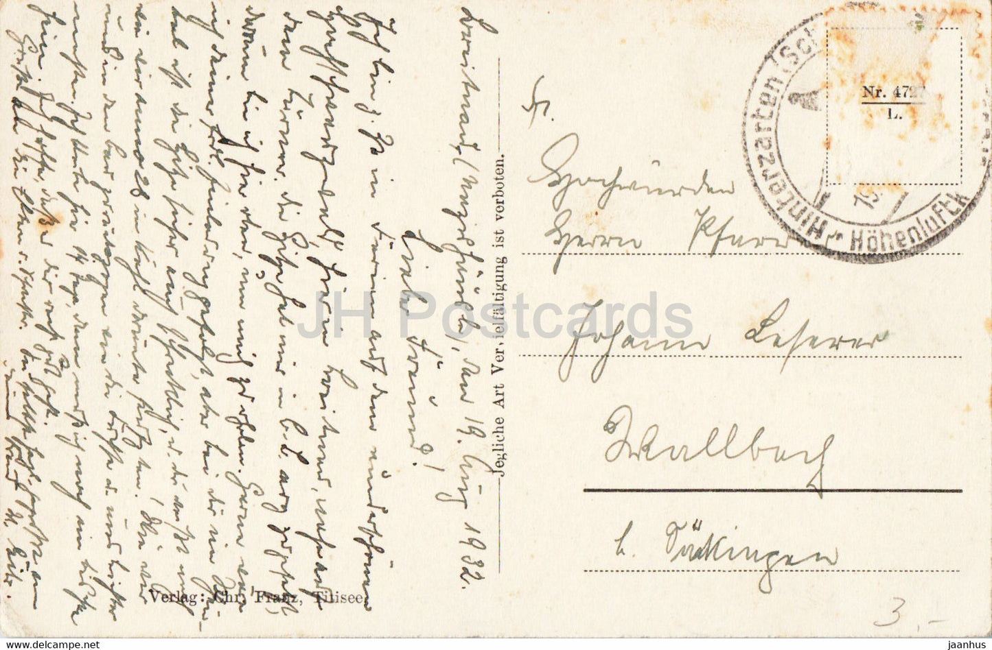 Hinterzarten - Schwarzwald - 900 m - alte Postkarte - 1932 - Deutschland - gebraucht