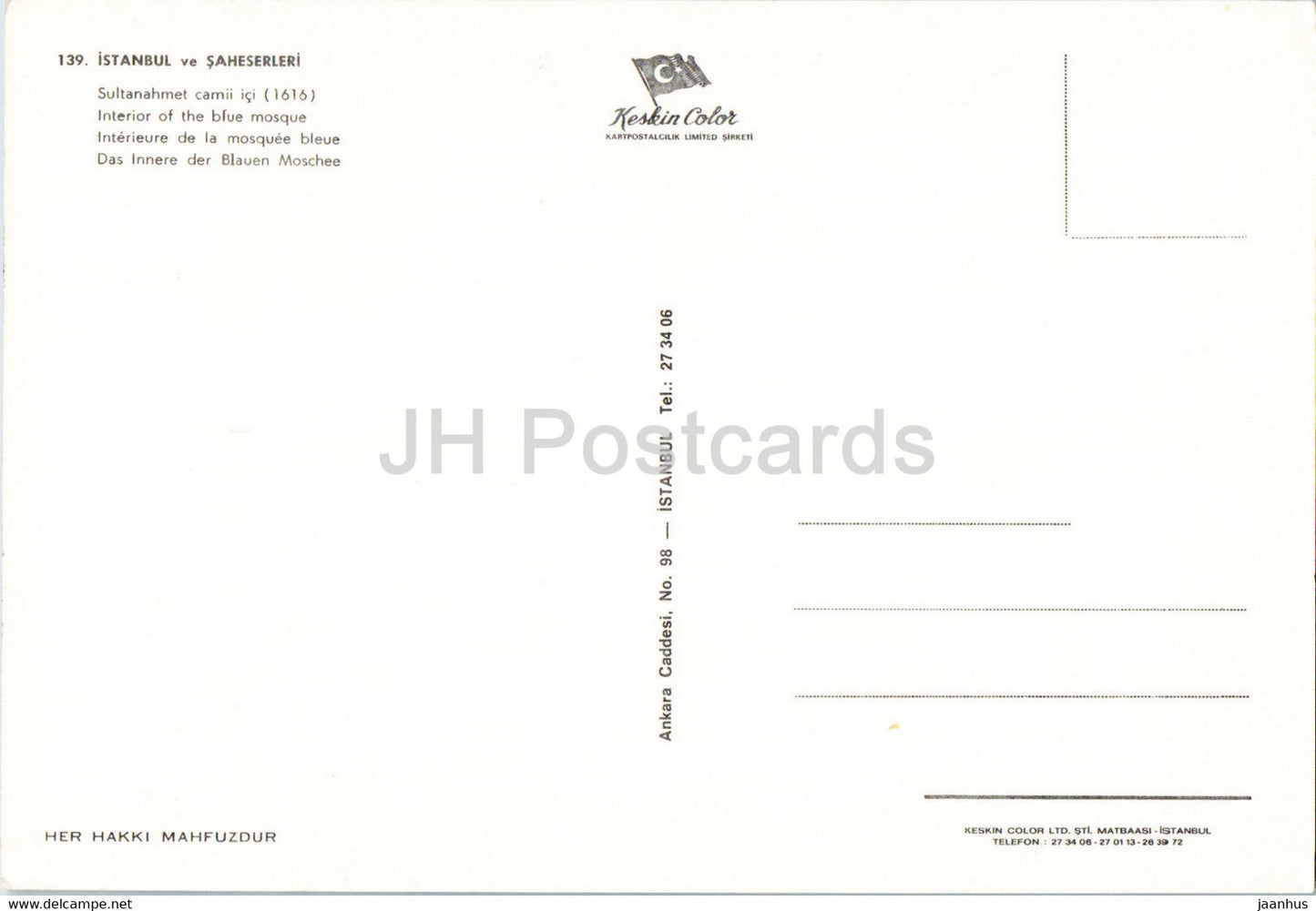 Istanbul - Interior of the Blue Mosque - 139 - Keskin - Turkey - unused