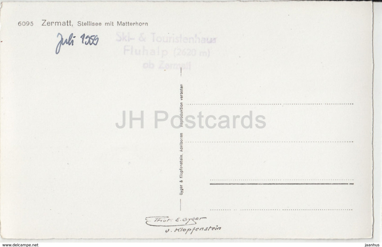 Zermatt - Stellisee mit Matterhorn - 6095 - Switzerland - 1959 - used