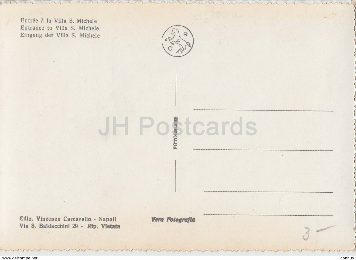 Anacapri - Capri - Ingresso Villa S Michele - Eingang - alte Postkarte - Italien - unbenutzt