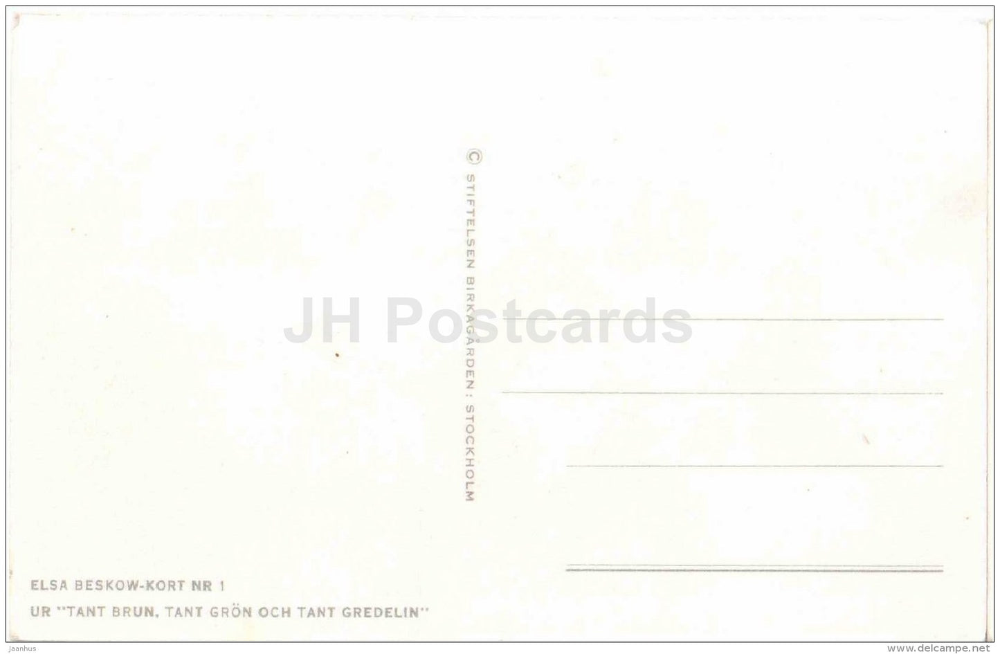 illustration by Elsa Beskow-Kort - Tant Brun, Tant Grön Tant Gredelin - dinner - Sweden - unused - JH Postcards