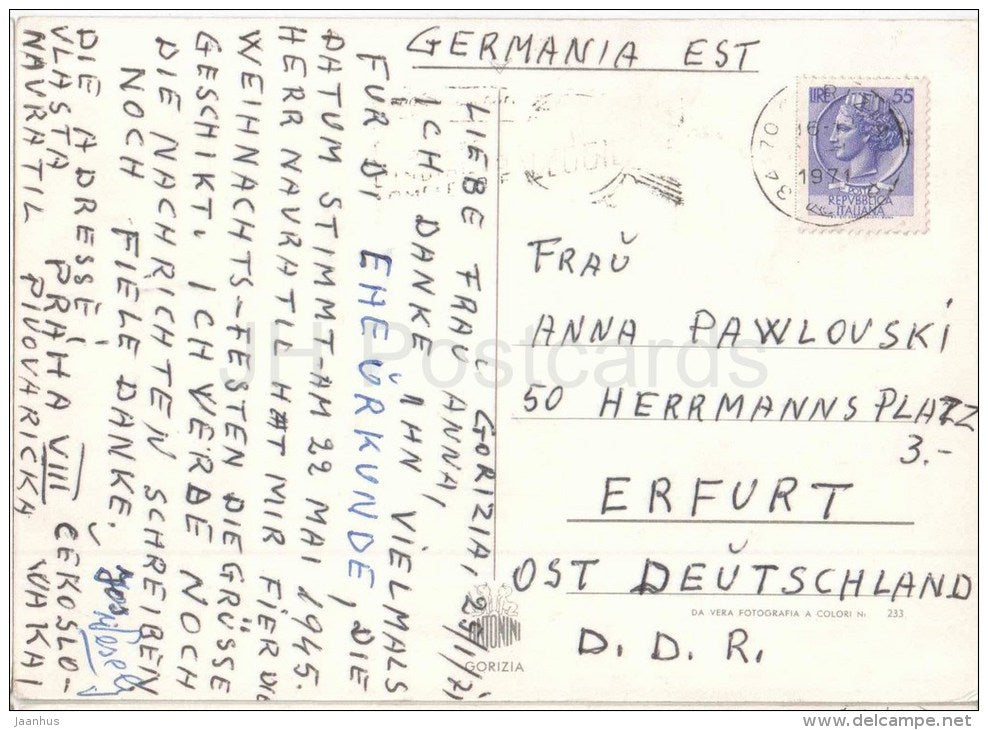 Saluti da Gorizia - Friuli - 233 - Italia - Italy - sent from Italy to Germany 1971 - JH Postcards