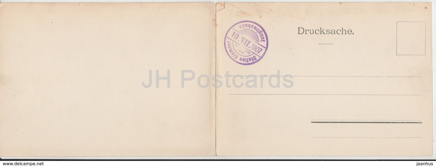 Panorama vom Lauberhorn - Drucksache - Station Eismeer Jungfraubah - Wetterhorn - Eiger - 1907 - Switzerland - used