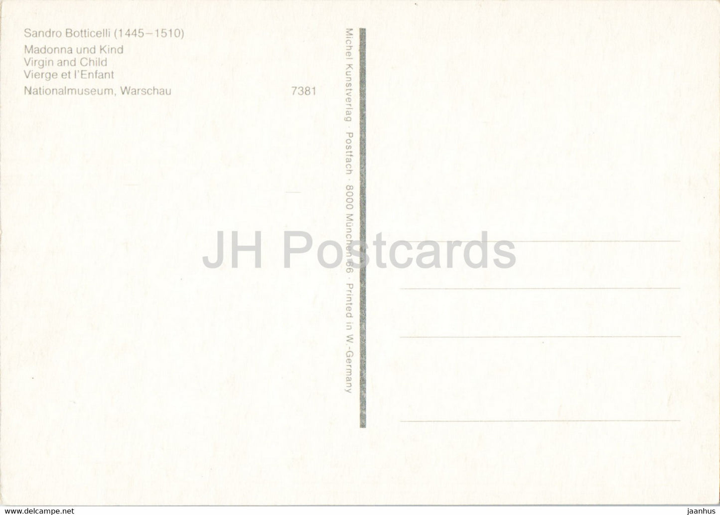 painting by Pieter Sandro Botticelli - Madonna und Kind - Madonna and Child - Italian art - Germany - unused