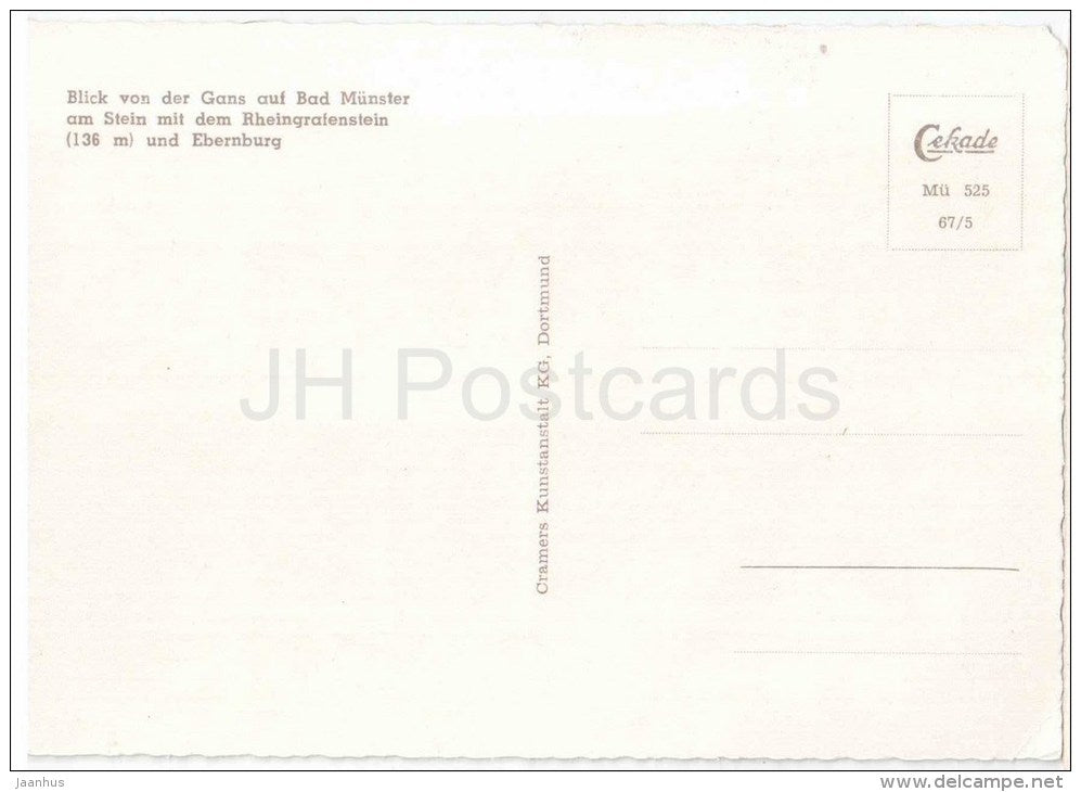 Blick von der Gans auf Bad Münster am Stein mit dem Rheingrafenstein und Ebernburg - Mü 525 - Germany - nicht gelaufen - JH Postcards
