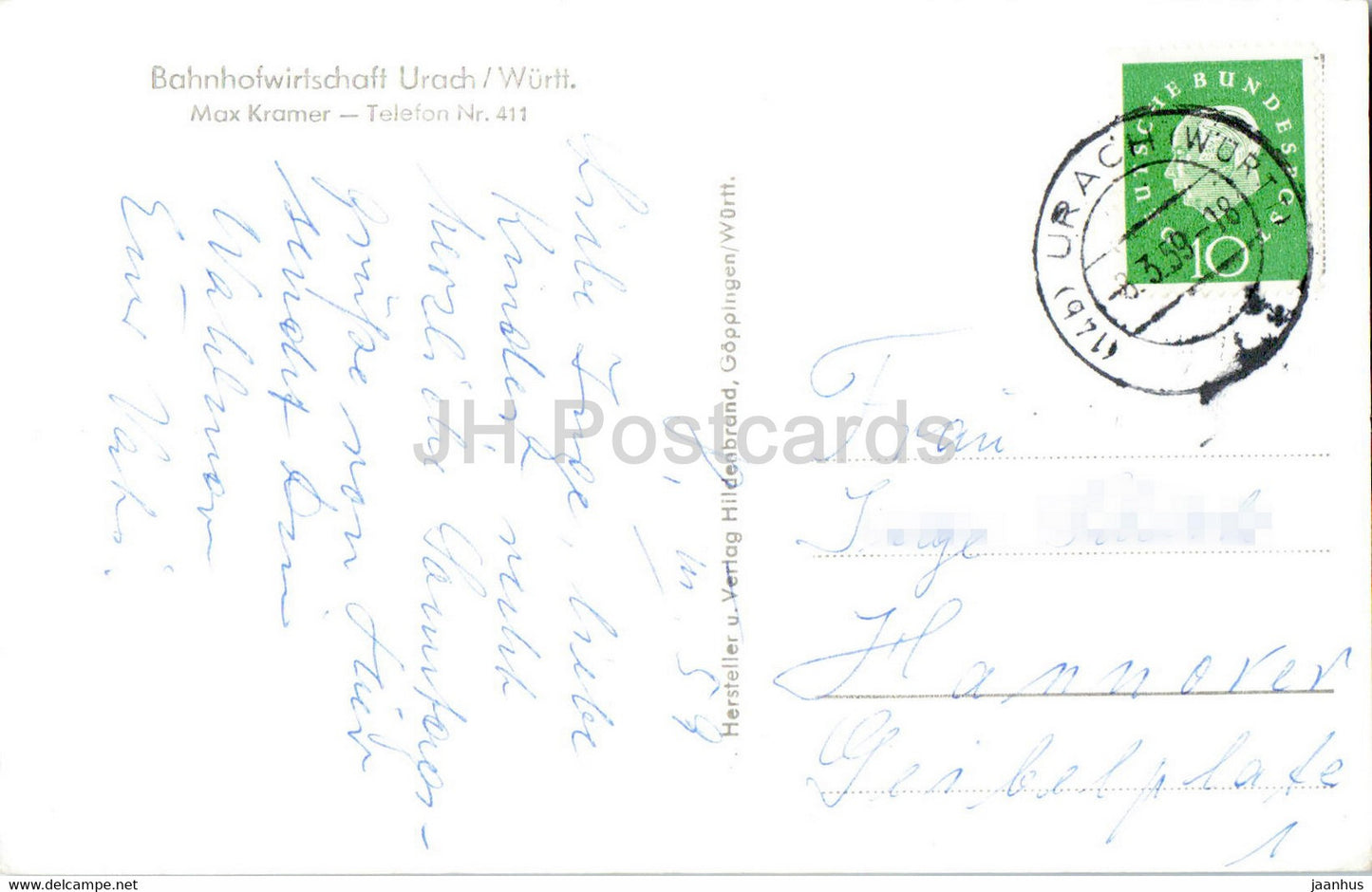 Luftkurort Urach - Marktplatz - Haus auf der Alp - Hohenurach - Wasserfall - old postcard - 1959 - Germany - used