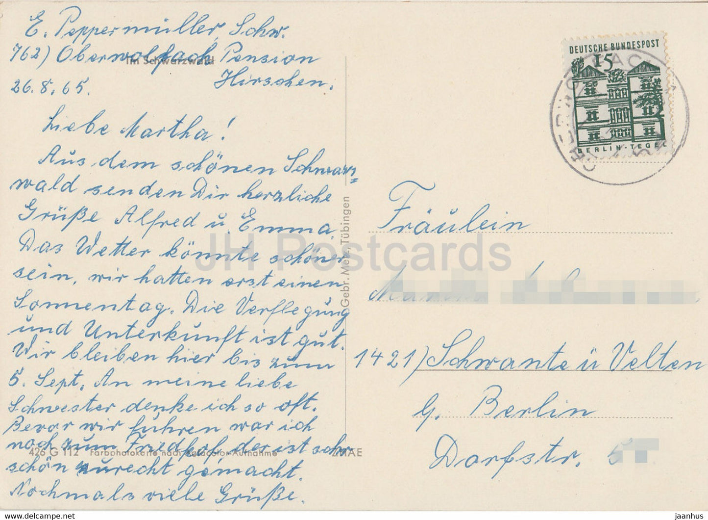 Im Schwarzwald - Trachten - rivière - costumes folkloriques - 1965 - Allemagne - utilisé