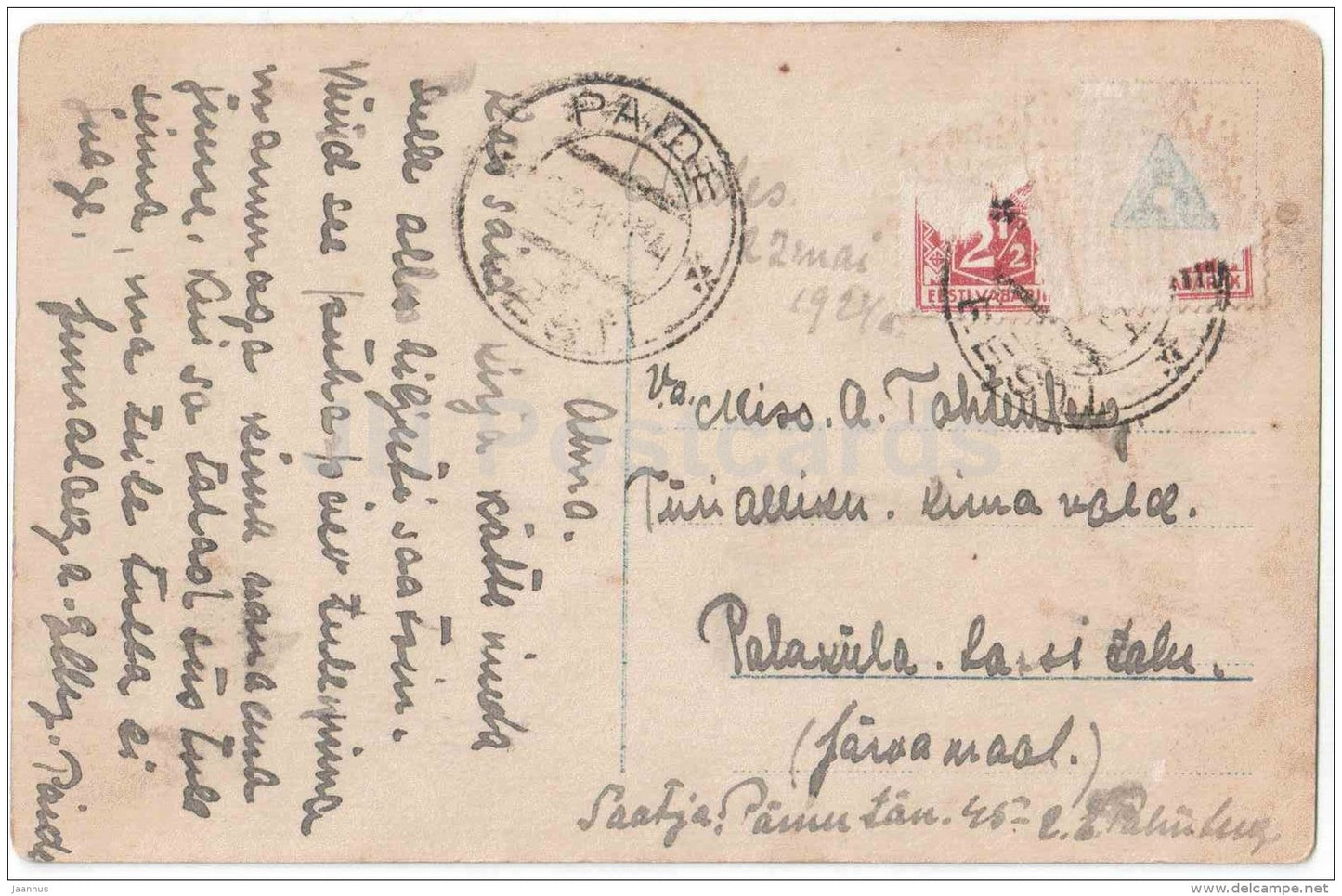 Wanda Treumann - movie actress - Hookah - K. 2339 - circulated in Estonia Paide 1924 - JH Postcards