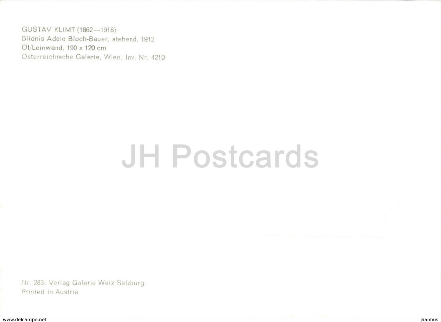 painting by Gustav Klimt - Bildnis Adele Bloch Bauer - Austrian art - Austria - unused