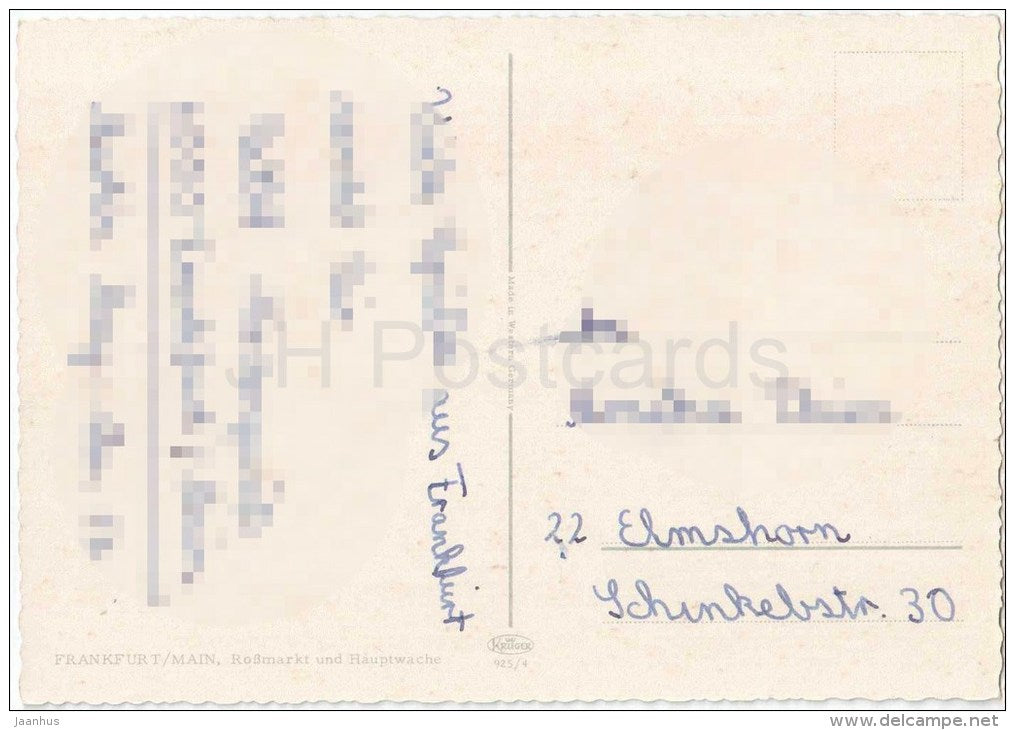 Frankfurt am Main - Rossmarkt und Hauptwache - Strassenbahn - tram - 925/4 - Germany - gelaufen - JH Postcards