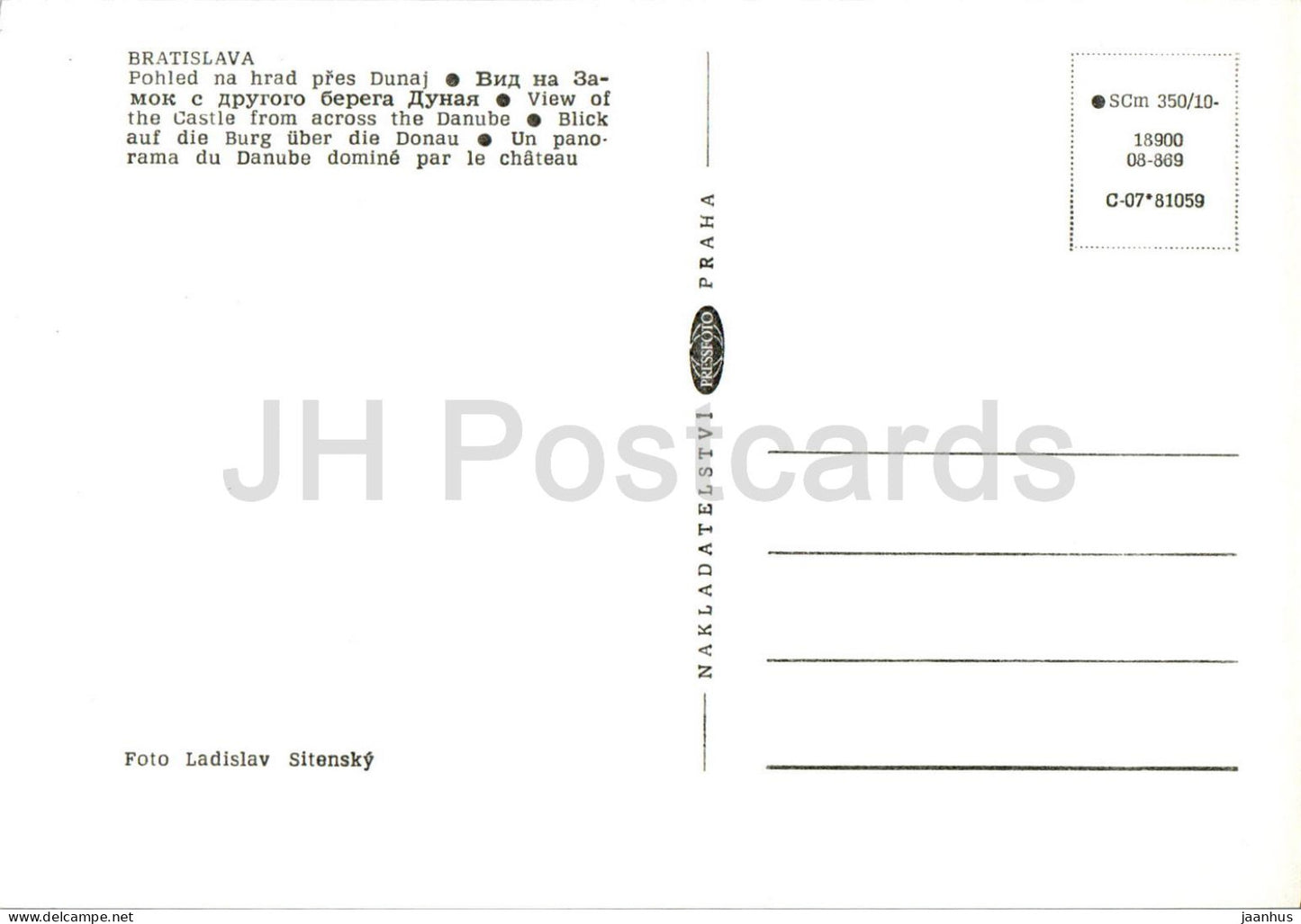 Bratislava - pohled na hrad - Vue du château de l'autre côté du Danube - Slovaquie - Tchécoslovaquie - inutilisé