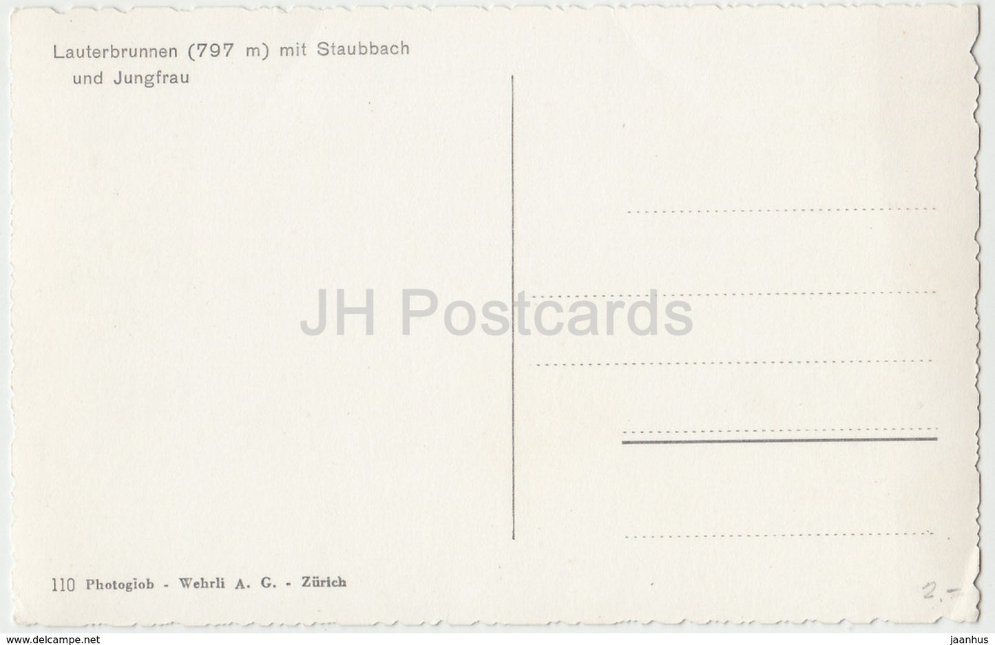 Lauterbrunnen 797 m mit Staubbach und Jungfrau - 110 - Schweiz - alte Postkarte - unbenutzt