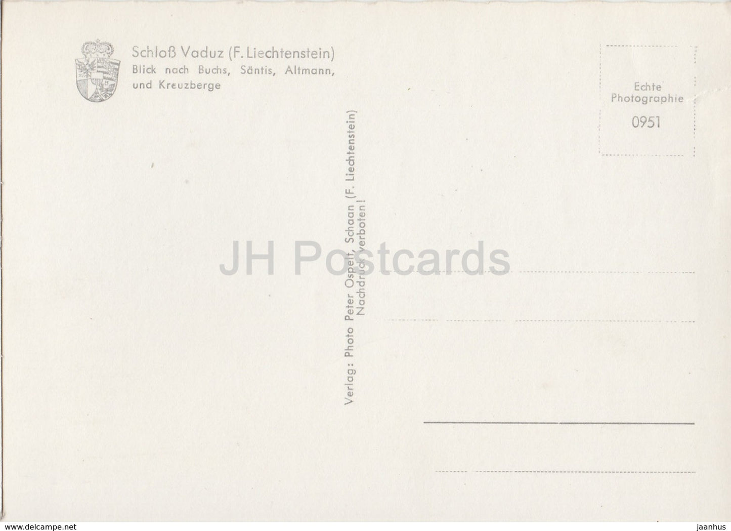 Fürstentum Liechtenstein - Schloss Vaduz - Blick nach Buchs Santis Altmann und Kreuzberge - Liechtenstein - unbenutzt