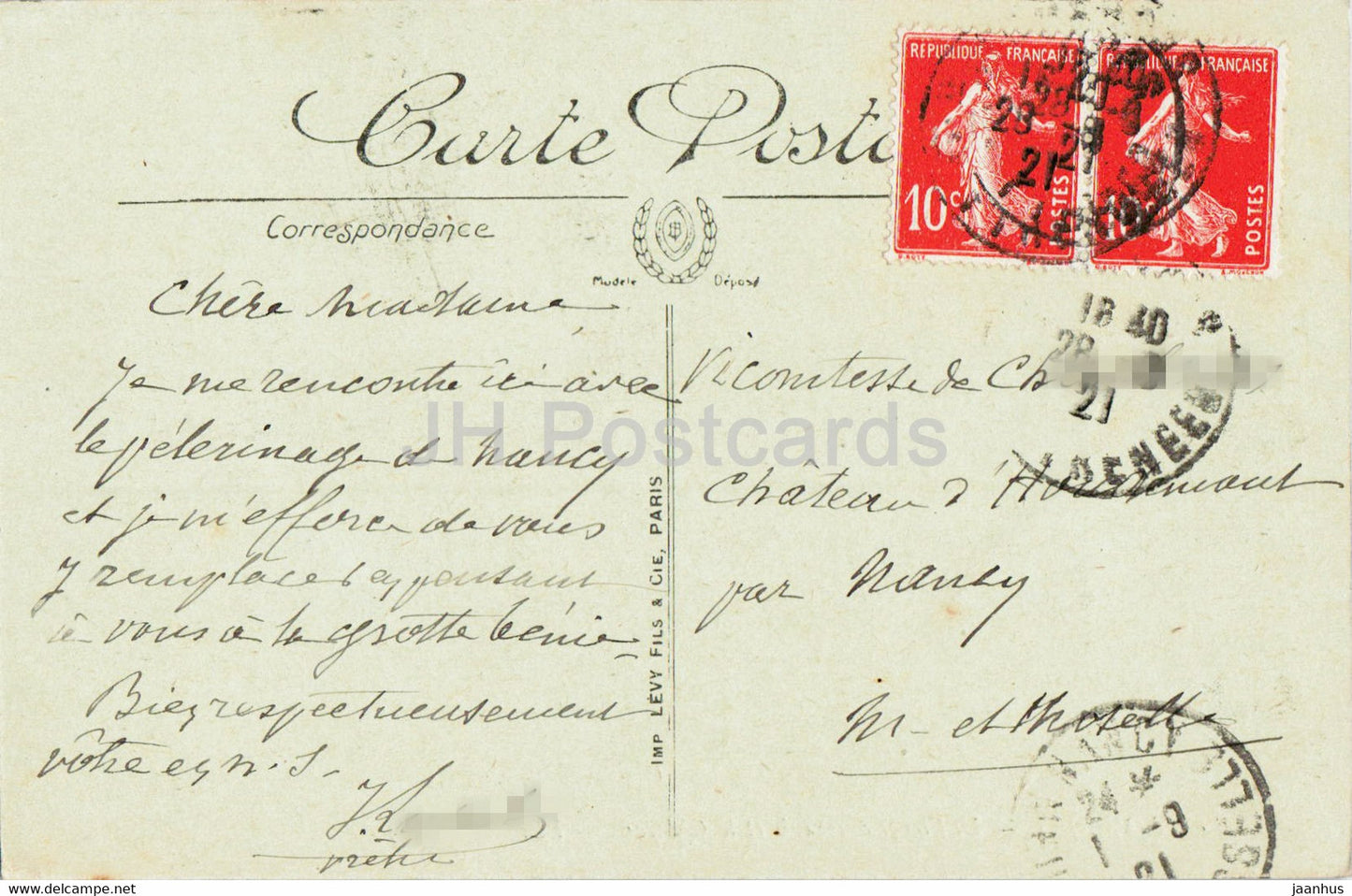 Lourdes - La Vierge couronnee et le Chateau - 20 - alte Postkarte - 1921 - Frankreich - gebraucht