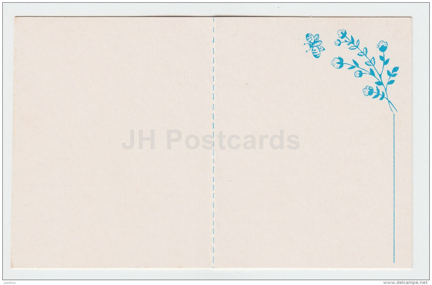 mini birthday greeting card by L. Manilova - butterfly - flowers - 1987 - Russia USSR - unused - JH Postcards