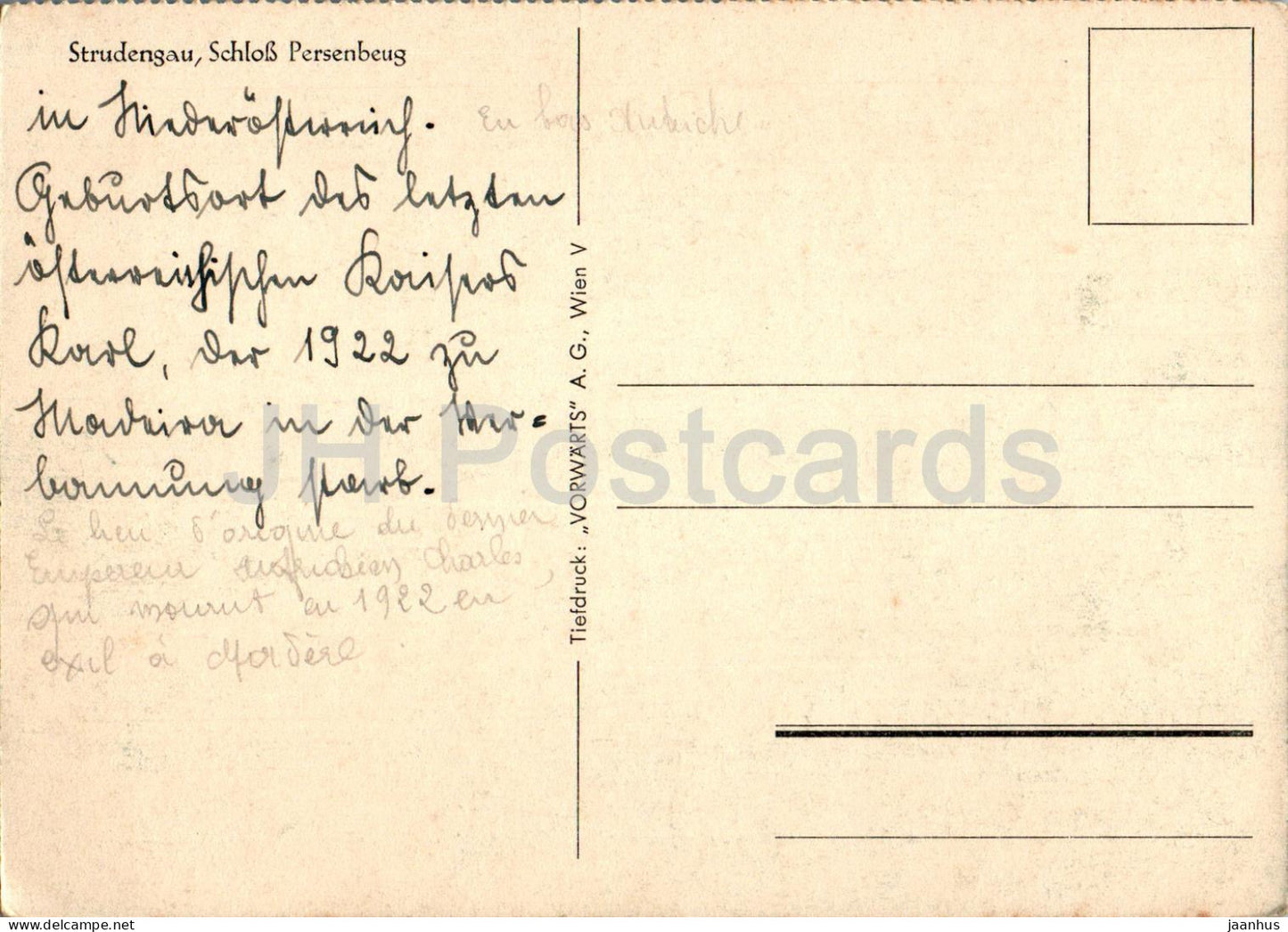 Strudengau - Schloss Persenbeug - château - carte postale ancienne - Autriche - utilisé