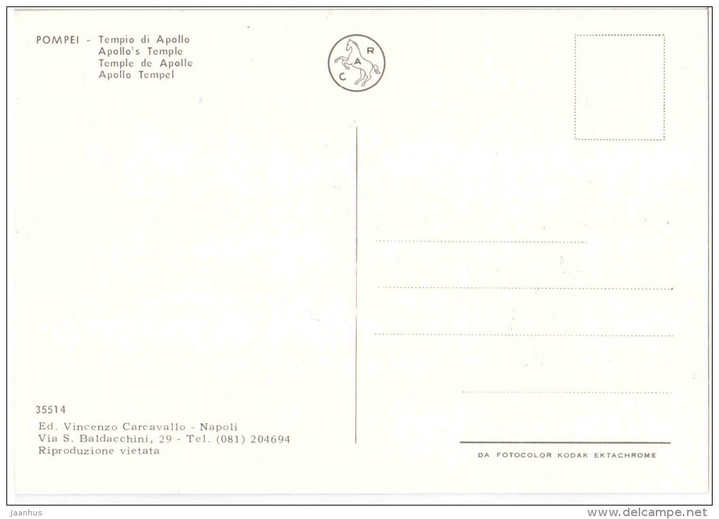 Tempio di Apollo - Apollo´s Temple - ruins - Pompei - Campania - 35514 - Italia - Italy - unused - JH Postcards