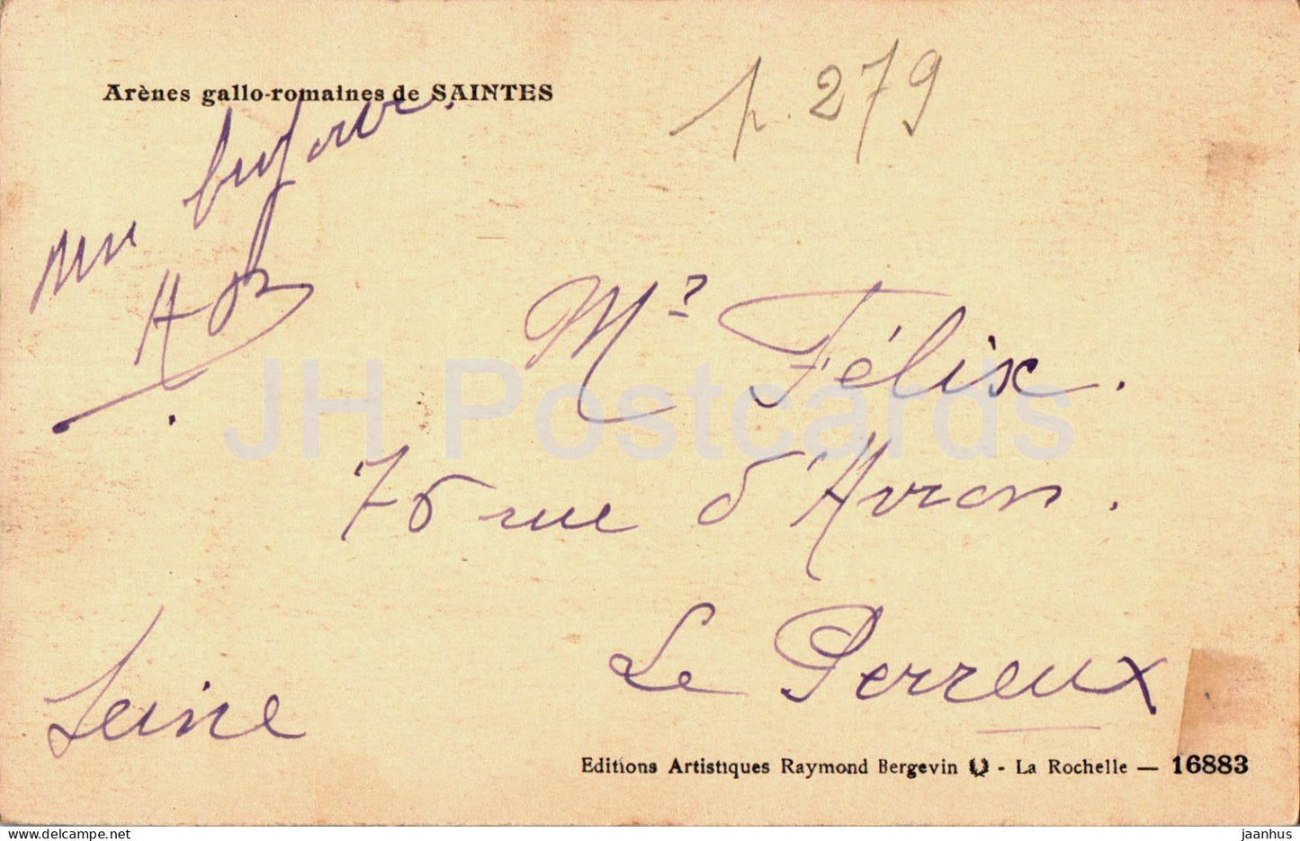 Arenes gallo romaines de Saintes - monde antique - arene - 16883 - carte postale ancienne - France - utilisé