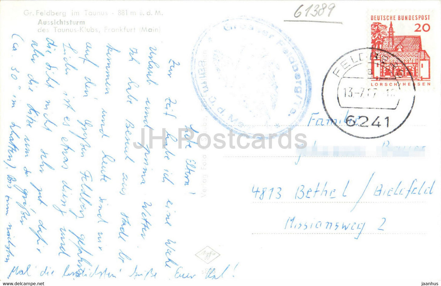 Gr Feldberg im Taunus - Aussichtsturm - old postcard - Germany - used