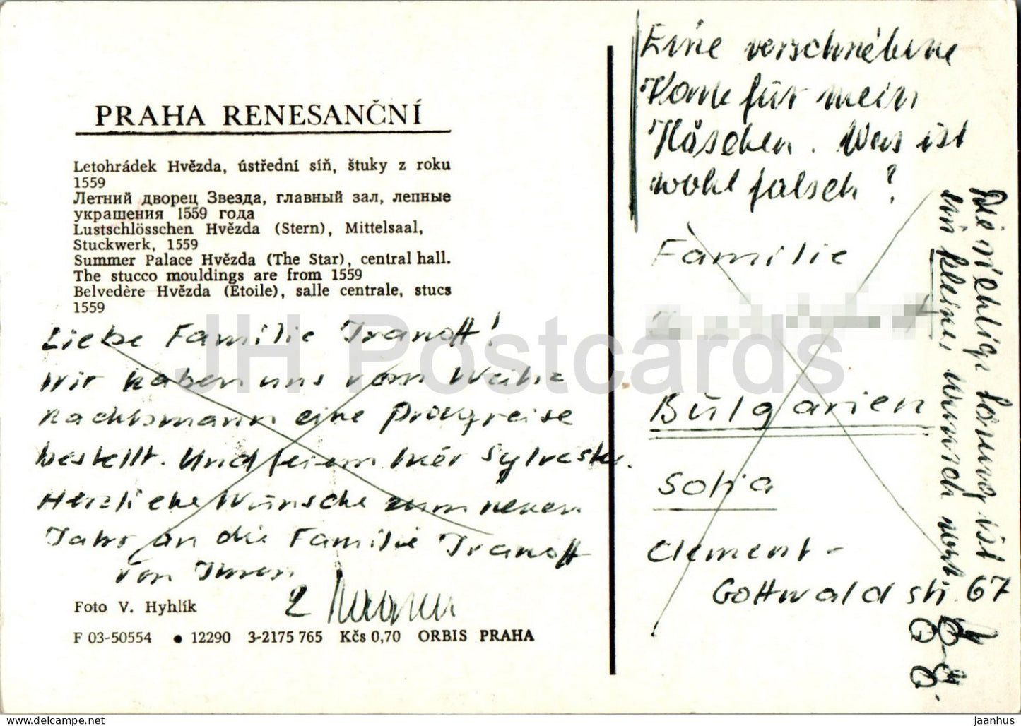 Praha - Prag - Letohradek Hvezda - Sommerpalast - 1967 - Tschechische Republik - Tschechoslowakei - gebraucht