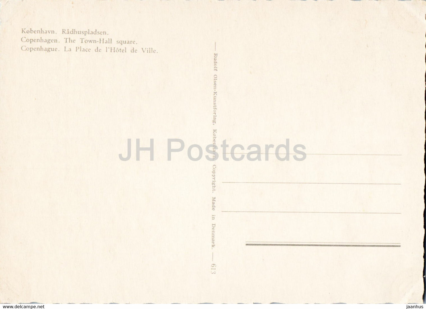Copenhague - Place de l'Hôtel de Ville - 613 - Danemark - inutilisé